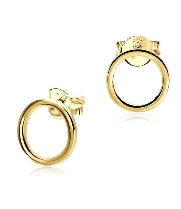 Gold Plated Ring Shaped Silver Ear Stud STS-3841-GP